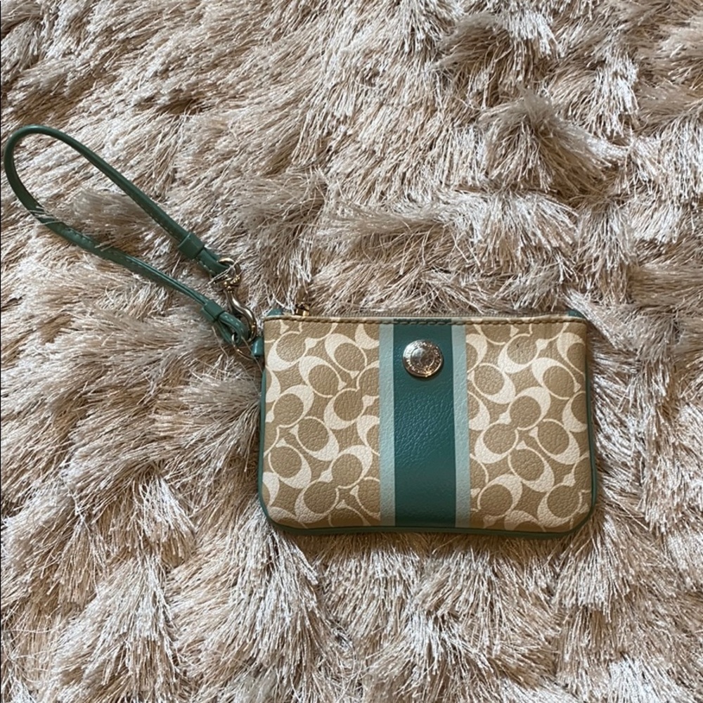 Coach Coin Purse Wallet Monogramed Cream